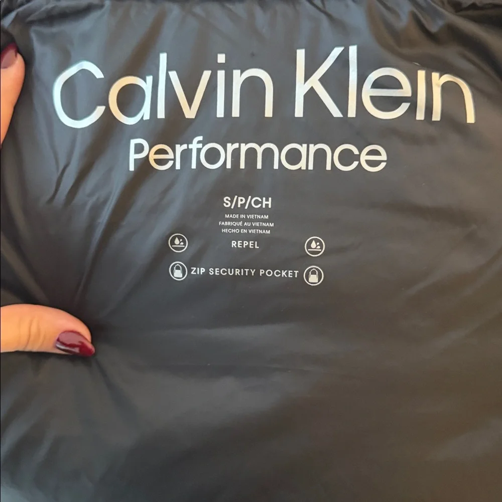 Calvin Klein Performance Women Black Hooded Puffer‎ Jacket Faux Fur Trim Zip
